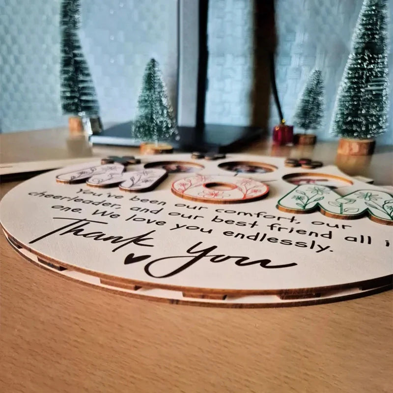 Personalized Rotating Photo Frame – Custom Wooden Family Picture Display | Mother’s Day Gift for Mom