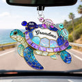 Personalized Sea Turtle Car Hanger for Mom/Grandma – Custom Family Names Acrylic Ornament | Mother’s Day Gift