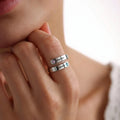 Personalized Spiral Twist Ring with 2 Birthstones