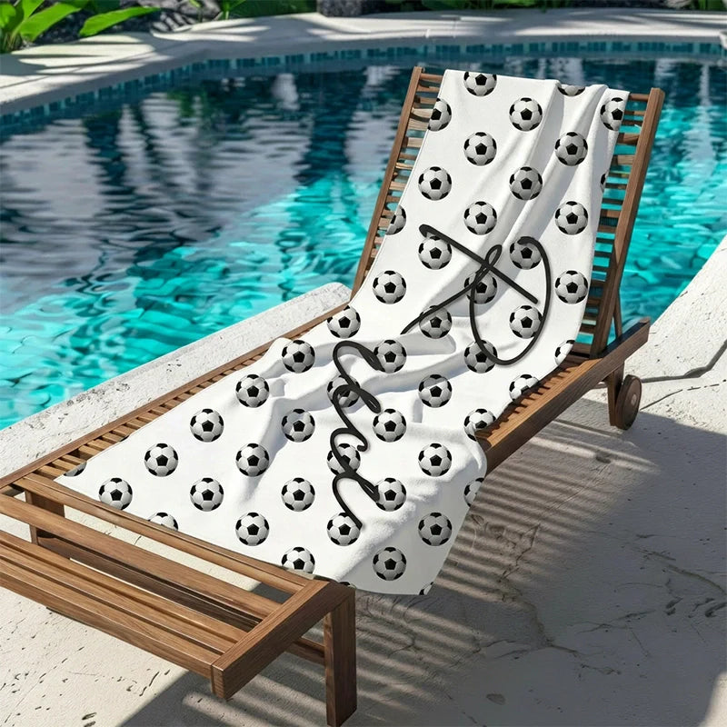 Personalized Sports Ball Beach Towel with Name – Custom Tennis, Soccer, Baseball, Volleyball & Basketball Pool Towel