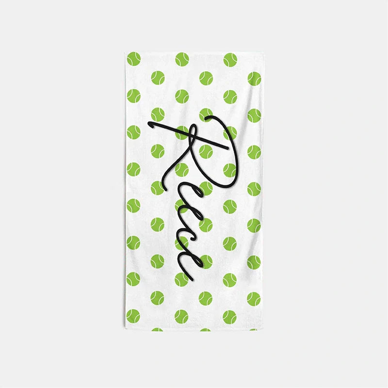 Personalized Sports Ball Beach Towel with Name – Custom Tennis, Soccer, Baseball, Volleyball & Basketball Pool Towel