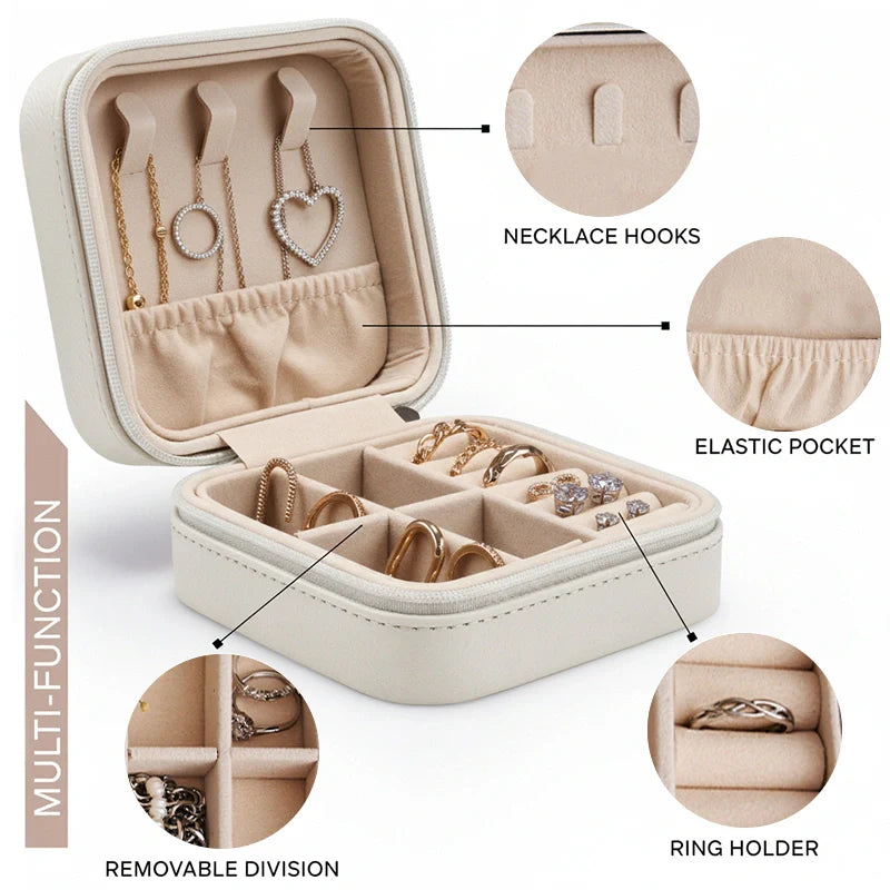 Personalized Travel Jewelry Box – Custom Birth Flower Jewelry Organizer, Bridesmaid Gift for Sister & Friend, Small PU Leather Earring Case