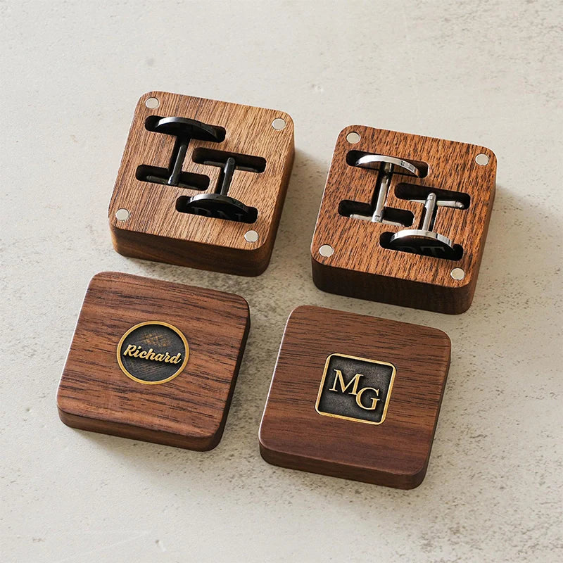 Personalized Valentine’s Day Cufflinks with Wooden Box