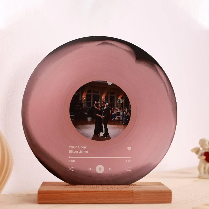 Personalized Vinyl Record with Photo – Custom Acrylic Song Plaque Gift for Anniversary, Birthday, Christmas & Couples