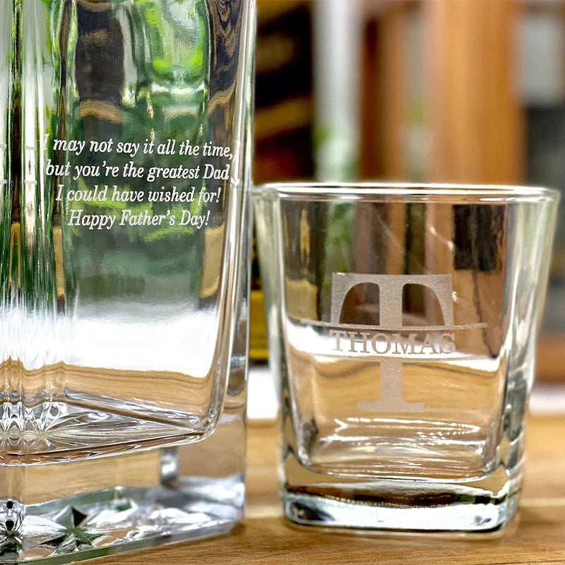Personalized Whiskey Decanter Set – Valentine’s Day Gift for Him, Custom Engraved Decanter & Glasses