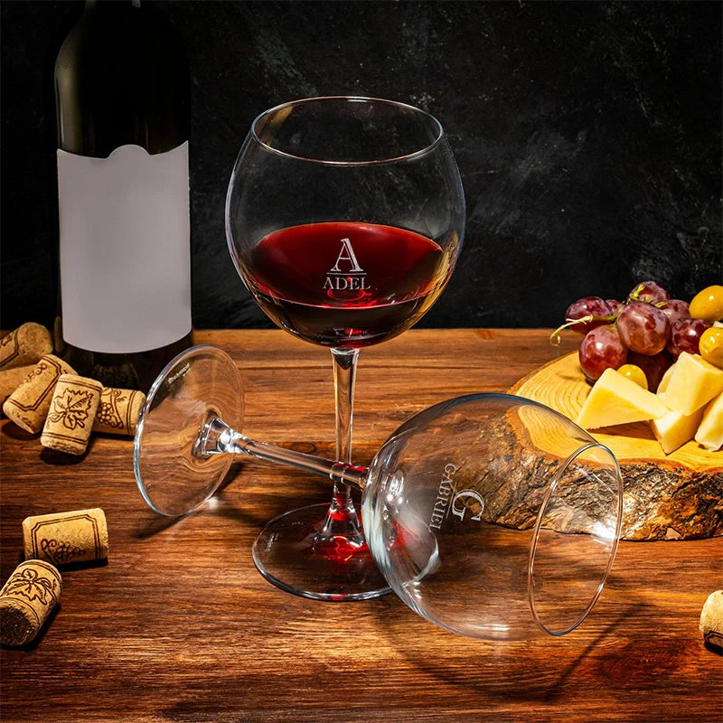 Personalized Wine Glass Set – Custom Laser Engraved Piedmont Glasses for Couples, Anniversary, Wedding & Holiday Gifts