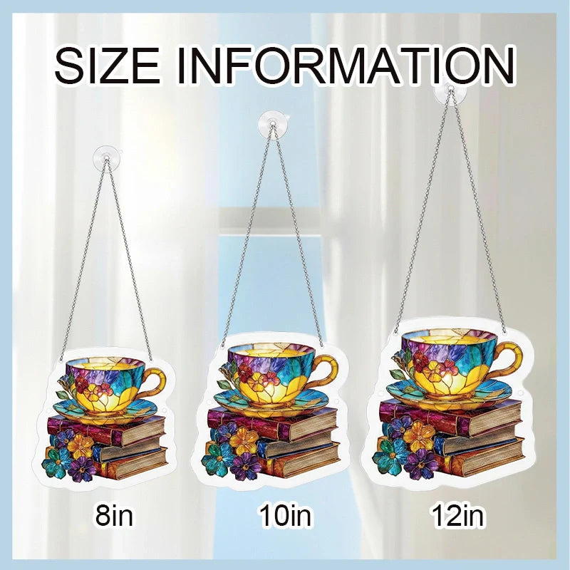 Radiant Bloom Teacup Acrylic Suncatcher – Floral Light-Catching Window Art & Relaxing Home Décor Gift