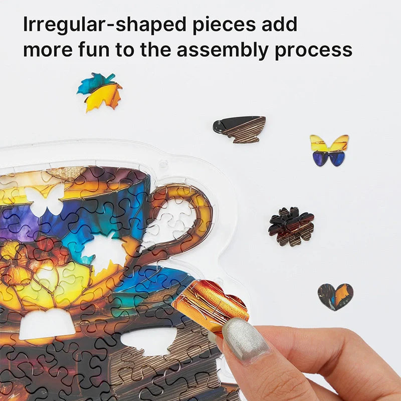 Radiant Bloom Teacup Acrylic Suncatcher Puzzle– Light Catching Window Art & Relaxing Home Decor Gift