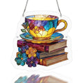 Radiant Bloom Teacup Acrylic Suncatcher Puzzle– Light Catching Window Art & Relaxing Home Decor Gift
