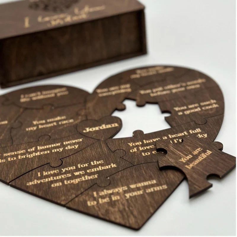 Reasons I Love You – Personalized Heart-Shaped Wooden Puzzle Gift