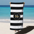 Retro Stripe Custom Name Beach Towel – Personalized Pool & Vacation Towel for Girls Trip