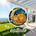 Starry Moon Cat Acrylic Suncatcher – Celestial Night Window Hanging Decor