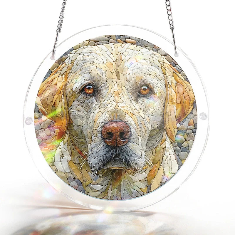 Stone Dog Acrylic Suncatcher Puzzle – Loyal Companion Window Art Décor
