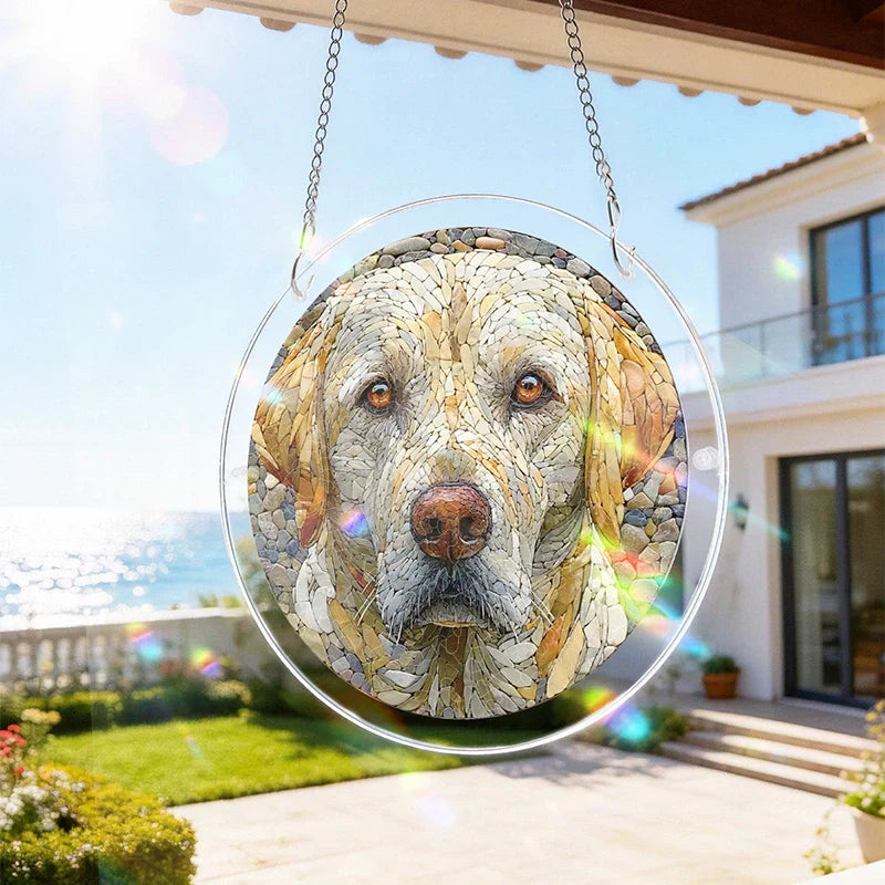 Stone Dog Acrylic Suncatcher Puzzle – Loyal Companion Window Art Décor
