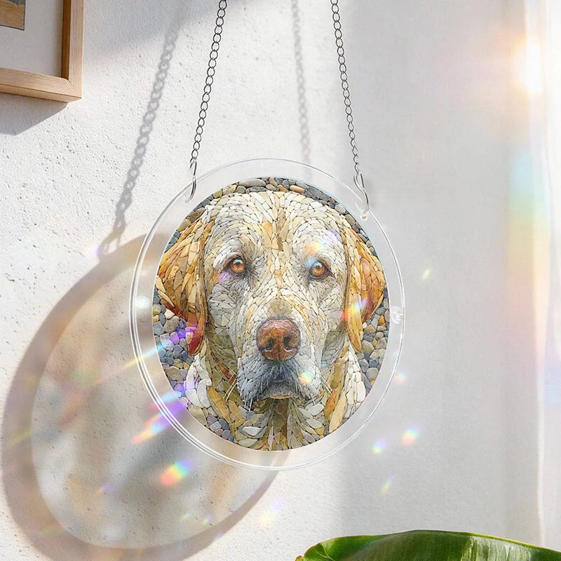 Stone Dog Acrylic Suncatcher Puzzle – Loyal Companion Window Art Décor