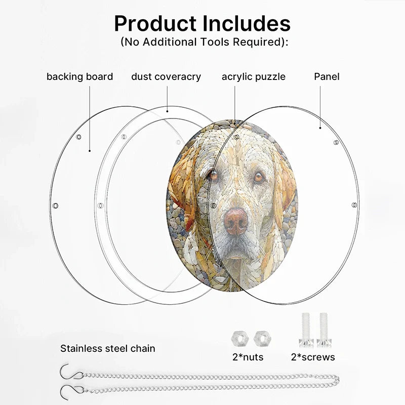Stone Dog Acrylic Suncatcher Puzzle – Loyal Companion Window Art Décor