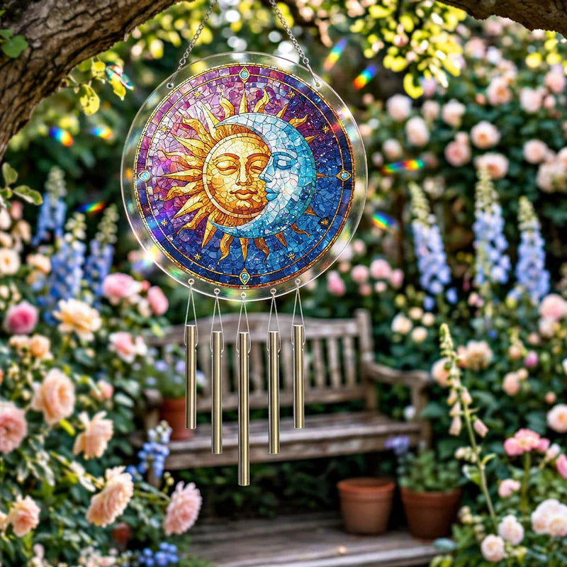 Sun and Moon in Harmony Acrylic Suncatcher – Celestial Light-Catching Window Art Décor