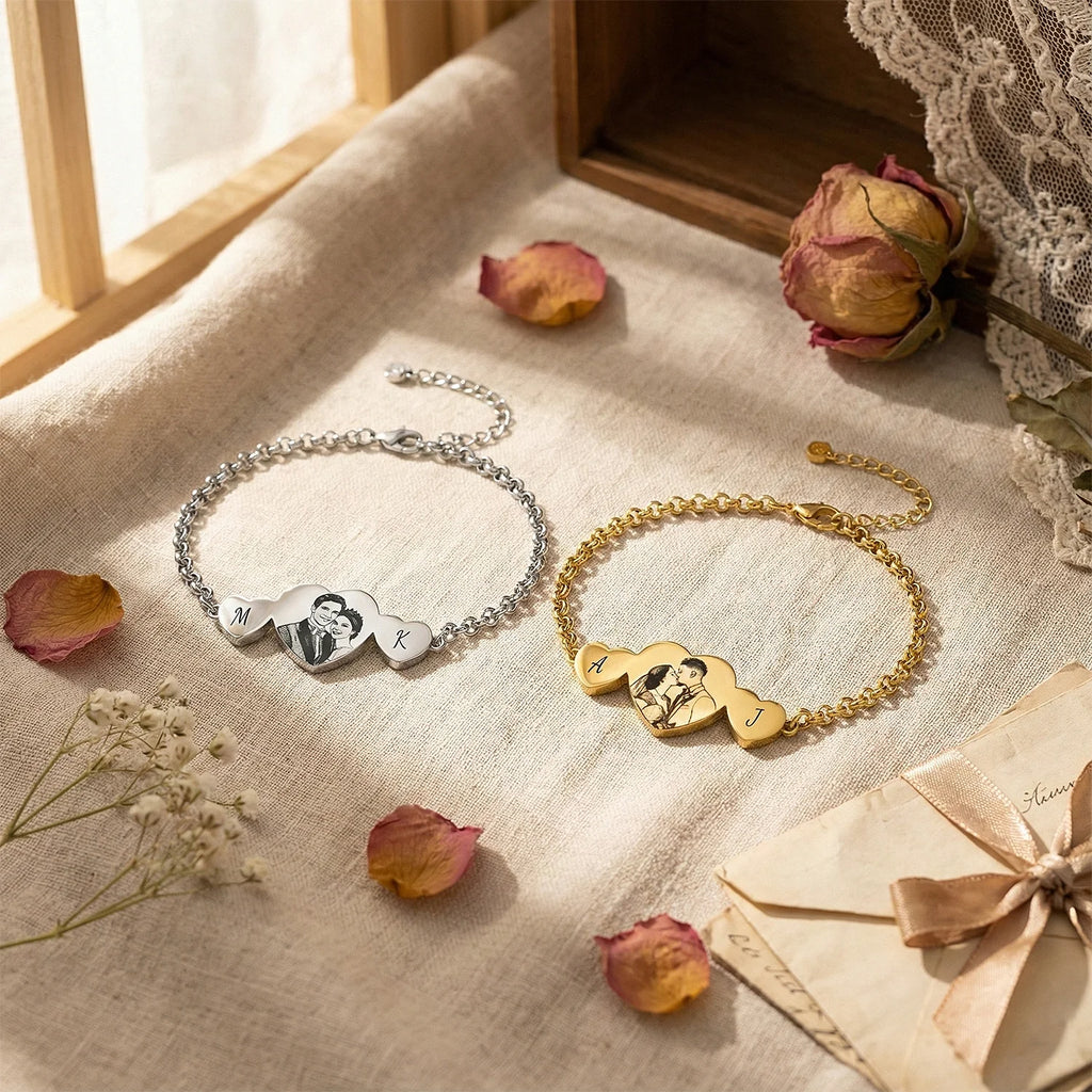 “Testimony of Love” Personalized Photo Initial Bracelet