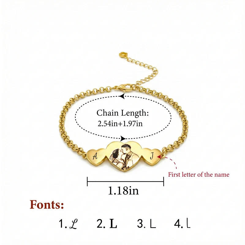 “Testimony of Love” Personalized Photo Initial Bracelet