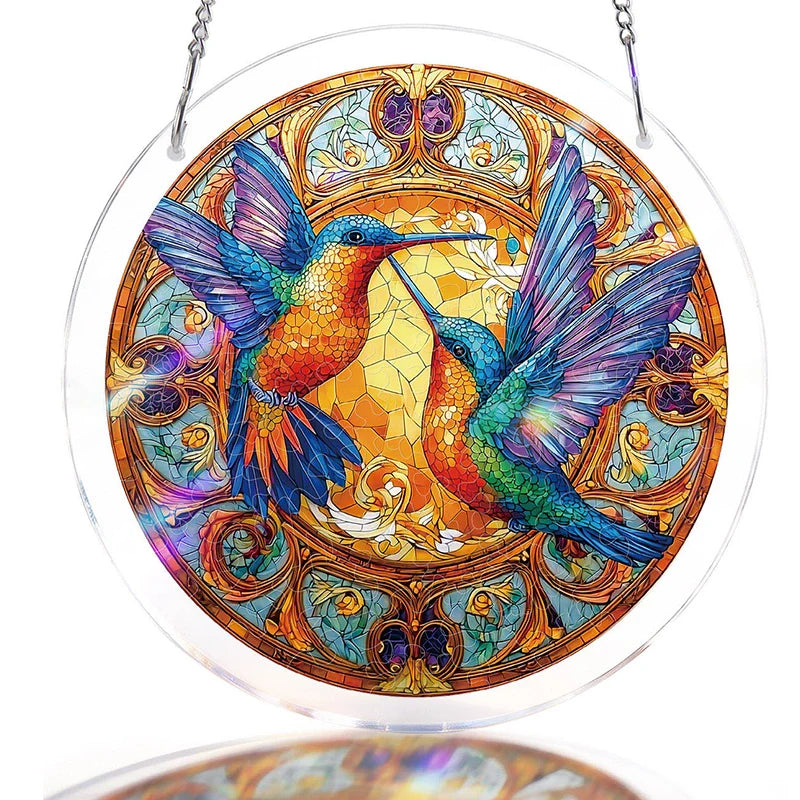 Twin Wings of Radiance Acrylic Suncatcher – Elegant Light-Catching Window Art Décor