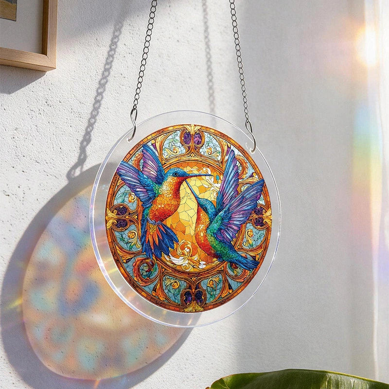 Twin Wings of Radiance Acrylic Suncatcher – Elegant Light-Catching Window Art Décor