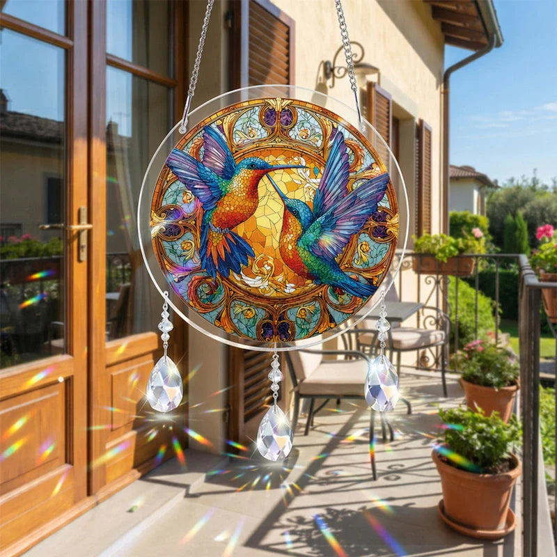 Twin Wings of Radiance Acrylic Suncatcher – Elegant Light-Catching Window Art Décor