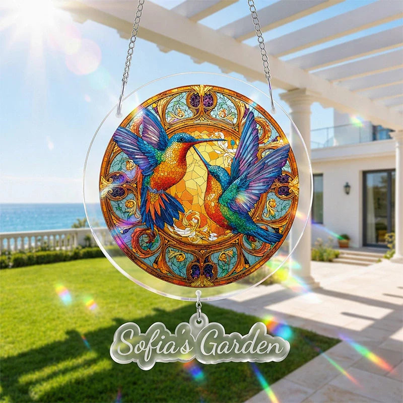 Twin Wings of Radiance Acrylic Suncatcher – Elegant Light-Catching Window Art Décor