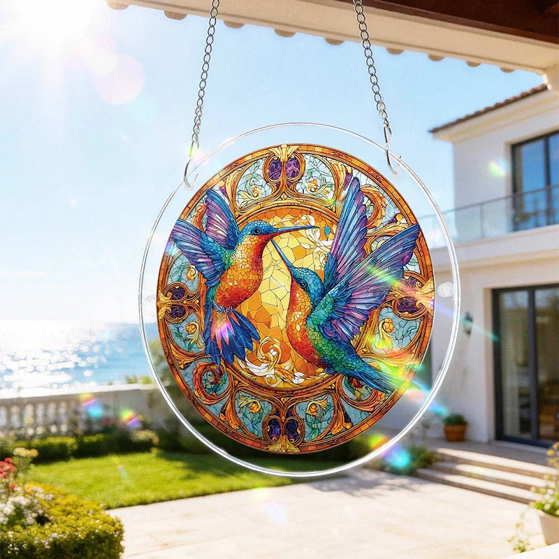 Twin Wings of Radiance Acrylic Suncatcher Puzzle – Light Catching Window Art Décor