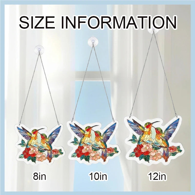 Two Birds of Spring Acrylic Suncatcher – Romantic Floral Bird Window Hanging Decor
