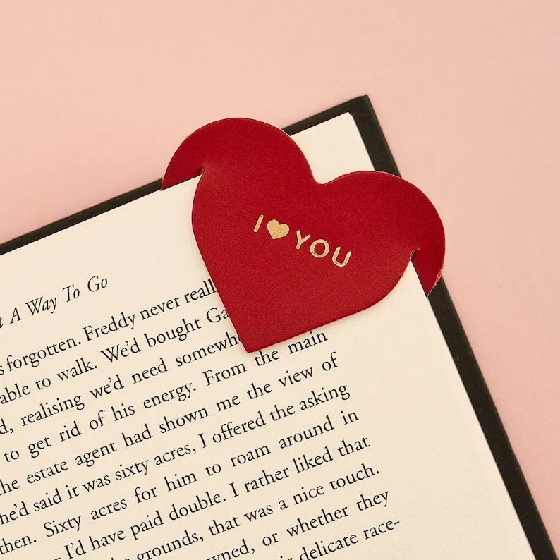 Valentine’s Day Leather Heart Bookmark