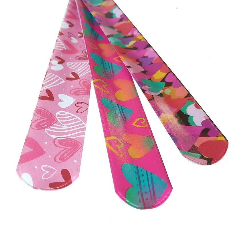 Valentine's Day Slap Bracelets - "Wishing You a SLAPPY Valentine's Day" Gift Tags – Fun Valentine Gifts for Kids & Adults - Personalized