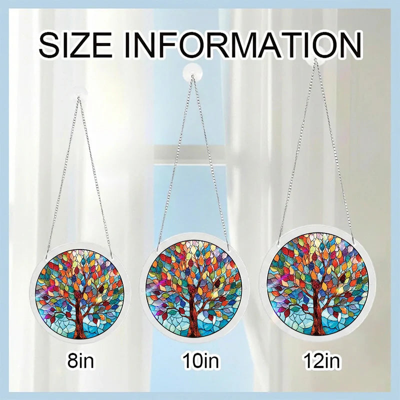 Vivid Tree of Life Acrylic Suncatcher – Radiant Nature Window Hanging Decor