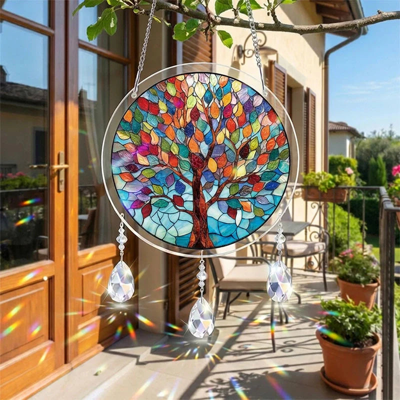Vivid Tree of Life Acrylic Suncatcher – Radiant Nature Window Hanging Decor