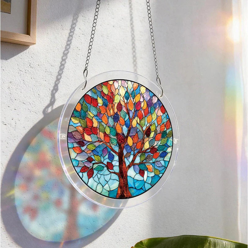 Vivid Tree of Life Acrylic Suncatcher – Radiant Nature Window Hanging Decor