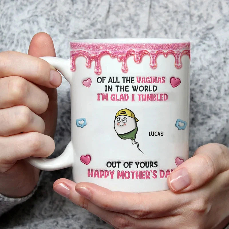 “We Are Glad You’re Our Mom” Personalized 3D Mug – Custom Photo Coffee Mug for Mom | Mother’s Day Gift from Kids & Family