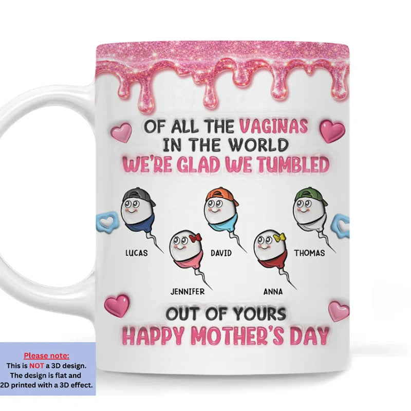 “We Are Glad You’re Our Mom” Personalized 3D Mug – Custom Photo Coffee Mug for Mom | Mother’s Day Gift from Kids & Family