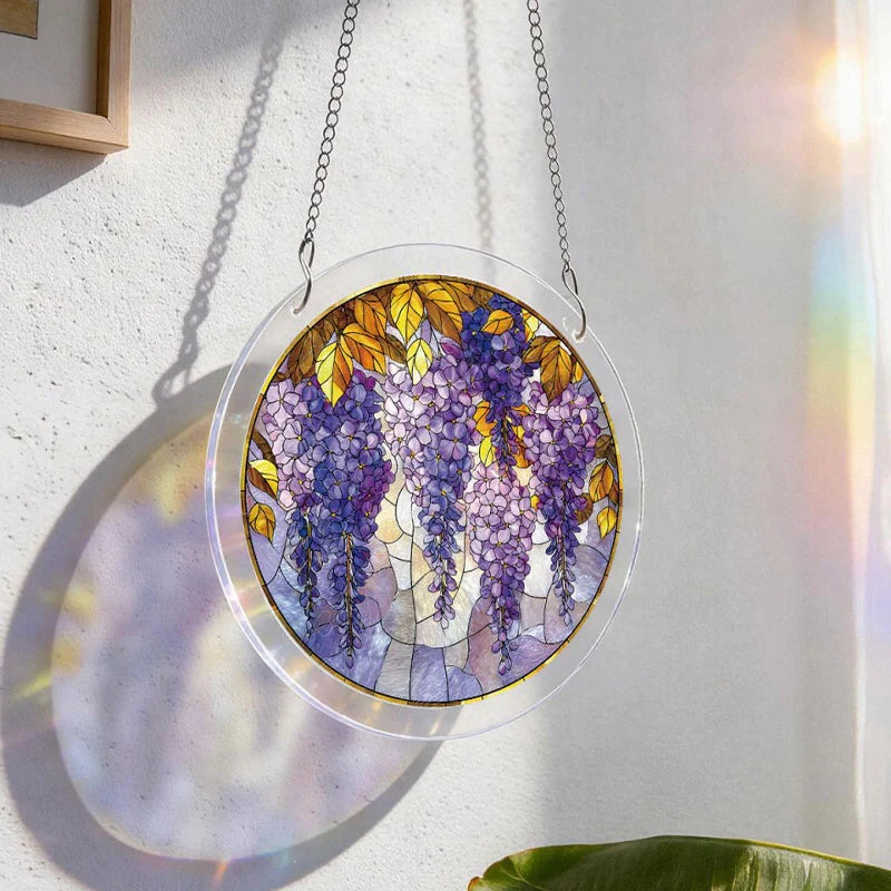 Wisteria in Glasslight Acrylic Suncatcher – Elegant Floral Window Hanging Decor
